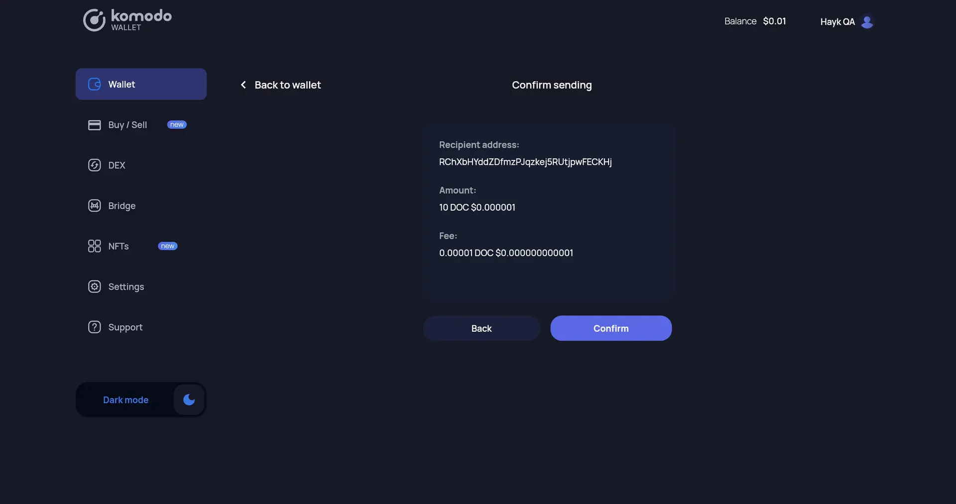  How to Withdraw/Send Funds in Komodo Web Wallet